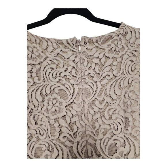 EVA MENDES New York & Company Sleeveless Taupe Lace Overlay Dress - Size 10 - Picture 5 of 6